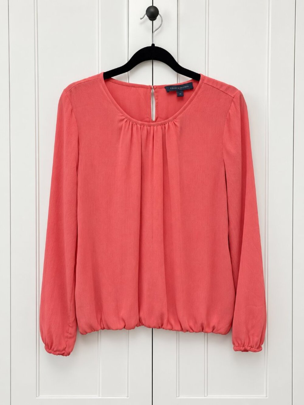 Tommy Hilfiger Coral Pleated Long Sleeve Blouse Size Large